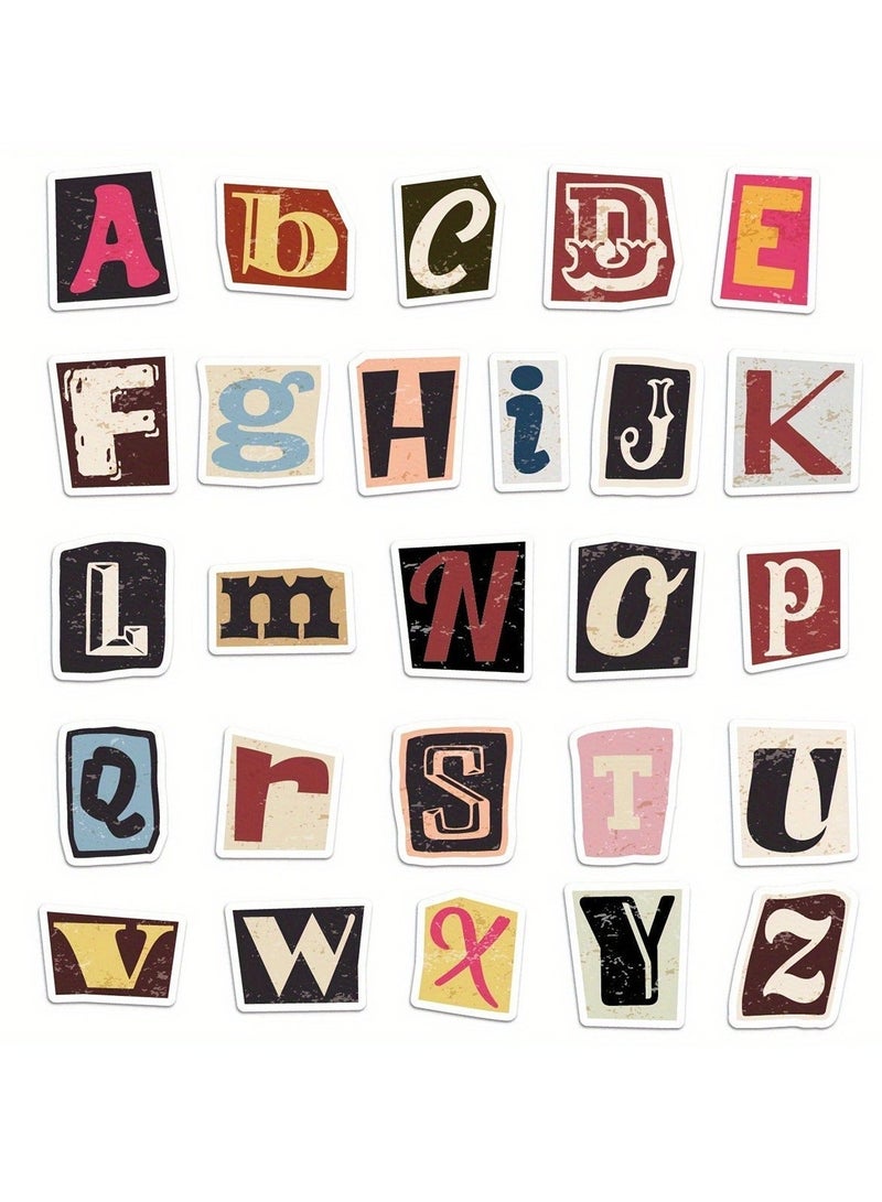 Creative Alphabet Letter Stickers 52PCS Self Adhesive Washi Capital Alphabet Stickers for Scrapbooking Journaling DIY Wall Gift Decor - Image 2